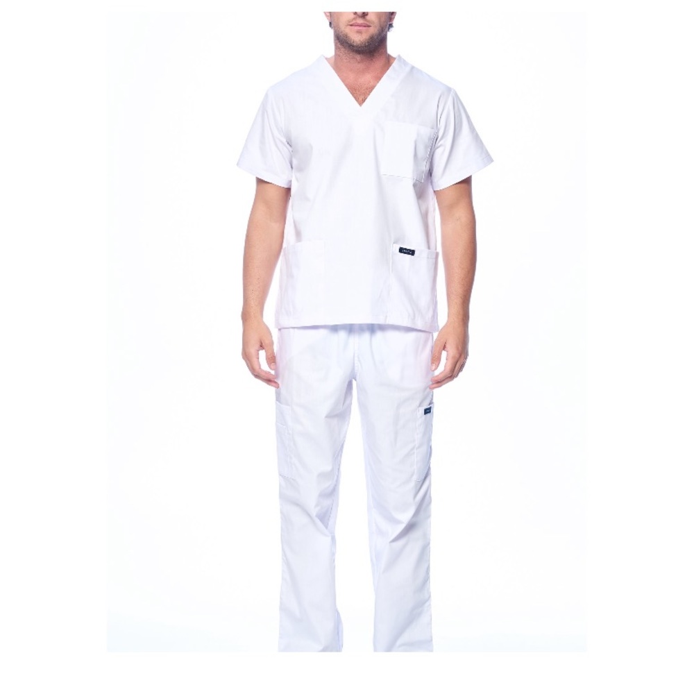 Dagacci unisex medical scrubs set white